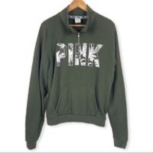 VS PINK Dark green boyfriend quarter zip large